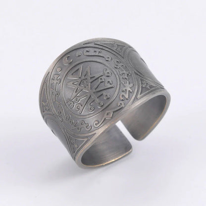 Dawapara 7 Archangels Protection Ring – Metatron Cube, Lilith Symbol, King Solomon Secrets Vintage Amulet Jewelry