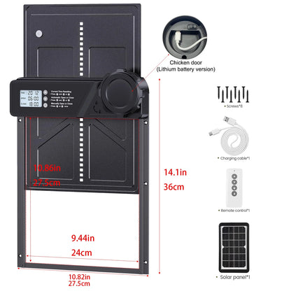 Solar-Powered Auto Chicken Coop Door – Automatic with USB Charging, 4 Modes, Timer & Light Sensor