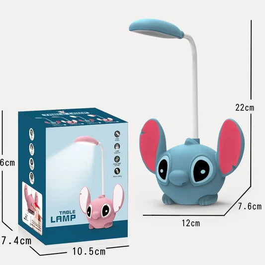 LED Lilo & Stitch Desk Lamp with Pencil Sharpener – Foldable USB Rechargeable Light, Cute Small Book Lamp, Perfect Gift