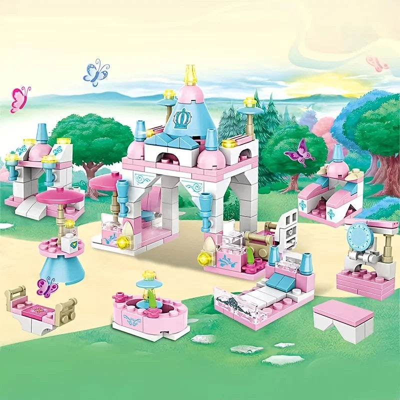6-in-1 Girls Castle Building Block Kit — Deformable, Creative Structures, Compatible Construction Toy