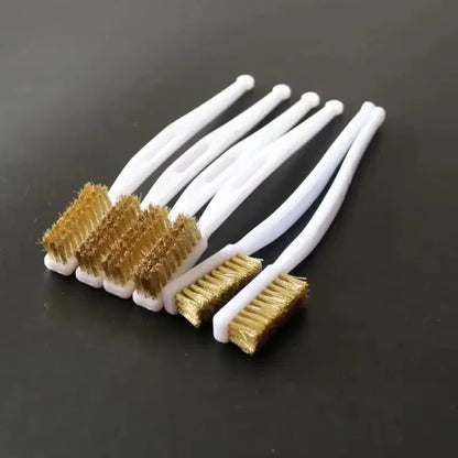 Mini Brass Wire Brush Set - Copper Plated Metal Cleaning Tool for Rust Removal Paint Stripping & Polishing