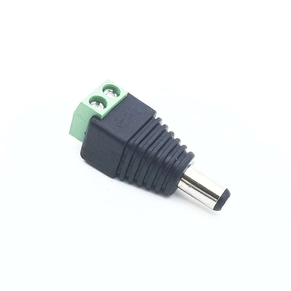 5 Pairs Welding-Free DC Plugs 5.5x2.1mm – Male & Female Green Terminal Power Connectors with Push Button