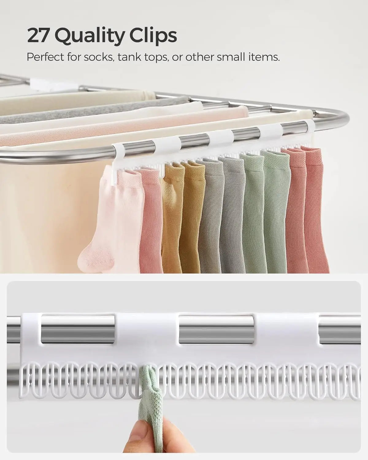 Foldable 2-Level Clothes Drying Rack – Large Free-Standing Laundry Rack with Height-Adjustable Wings