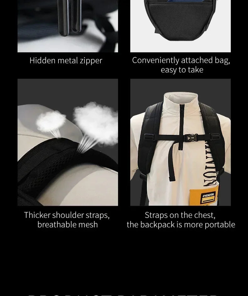 LOY LED Knight Cycling Backpack - Waterproof Motorcycle Helmet Bag with Bluetooth APP Control, Hard Shell Laptop Bag with LED Lights