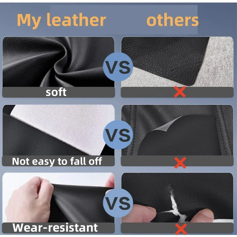 300x50cm Black Self-Adhesive Leather Upholstery Patch – Car Seat, Sofa & Chair Repair Sticker for Holes