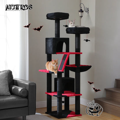 Large Cat Tree Tower – Multi-Level Plush Indoor Cat Condo with Scratching Posts, Boards, Perches & Caves