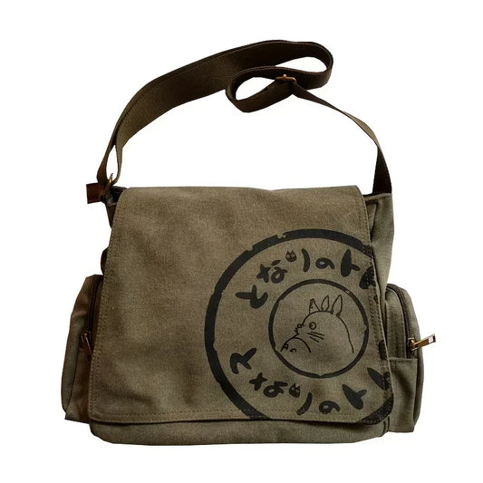 Women’s Large Capacity Canvas Shoulder Bag – Cartoon Crossbody Messenger Tote Bag for Everyday Use