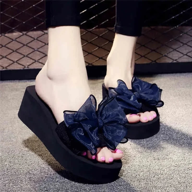 Women’s Bow Platform Sandals - Summer Indoor Outdoor Beach Flip Flops