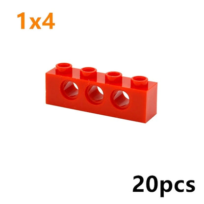 Technical Building Block Long Beam with Holes – Thick MOC Studded Bricks Compatible with 3703, 32018, 3895, 2730, 3894, 3701, 3700
