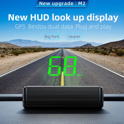 M2 Head-Up Display Digital Speedometer GPS HUD – Plug & Play Windshield Projector with Large KMH Font for All Cars