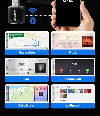EKIY 2-in-1 Mini Wireless CarPlay & Android Auto Adapter for Cars with Wired Systems