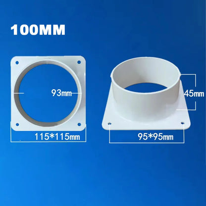 White Air Vent Duct Connector Flange – Straight Square Bottom Pipe for Easy Ventilation Duct Installation