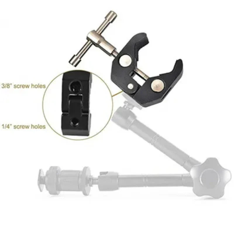 Super Clamp with 7"/11" Adjustable Magic Arm | Articulating Mount for Monitor, LED Light, DSLR Camera, Flash & LCD Video Gear