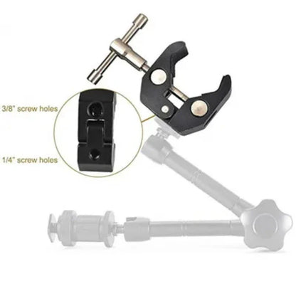 Super Clamp with 7"/11" Adjustable Magic Arm | Articulating Mount for Monitor, LED Light, DSLR Camera, Flash & LCD Video Gear