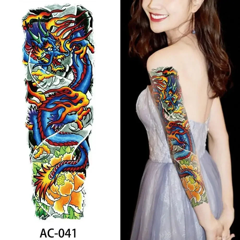 16 Designs Full Arm Temporary Tattoo Sleeves - Waterproof Body Art Stickers for Men & Women Fashion Style