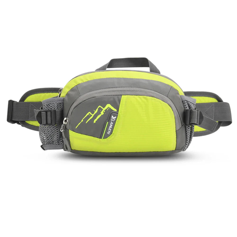 Running Belt Fanny Pack with Bottle Holder – Nylon Waist Sling Phone Pouch for Jogging, Hiking & Hydration