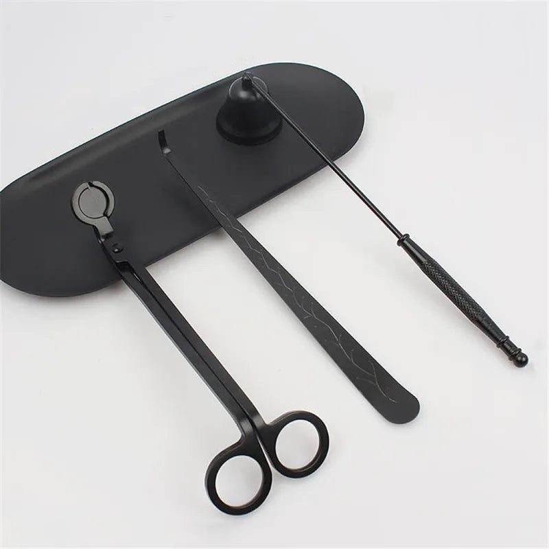 3-Piece Candle Care Set - Stainless Steel Wick Trimmer, Scissors, Extinguisher Hook, Portable Candle Accessories for Home Use