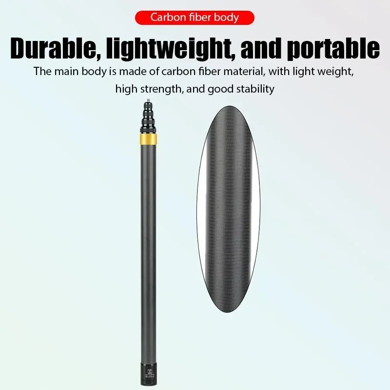 Carbon Fiber Invisible Extended Selfie Stick – 300CM for Insta360 X3, GO3, DJI, GoPro, Action Camera Accessories