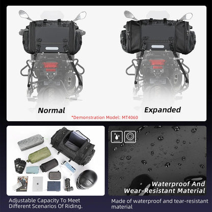 Rhinowalk Waterproof Motorcycle Travel Luggage Bag – 19L–80L Expandable Rear Tail/Trunk Rack Bag for Most Motorcycles