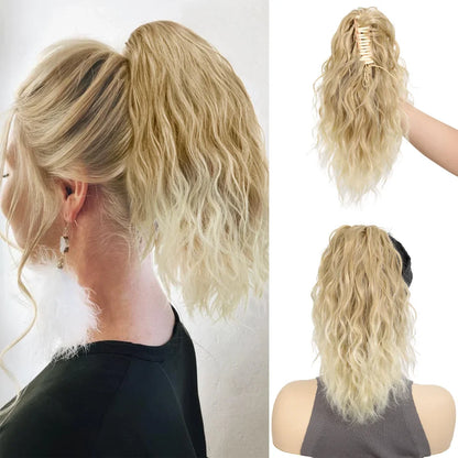 LUPU 14" Synthetic Curly Claw Clip-In Ponytail – Heat-Resistant Fashion Hair Extension for Daily Wear, Halloween & Holidays