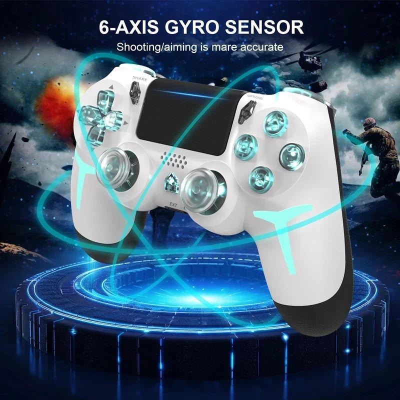 LED Bluetooth Wireless Gamepad – 6-Axis Gyroscope Dual Vibration RGB Controller for PS4, PS3 & PC