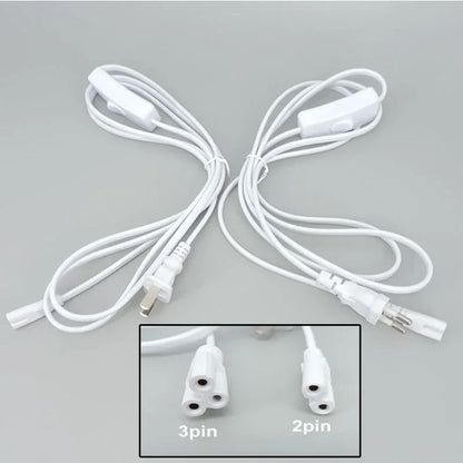 2/3 Pin AC Switch Cable – ON/OFF Power Extension Wire for T5/T8 LED Tube Lighting with EU/US Plug Connector