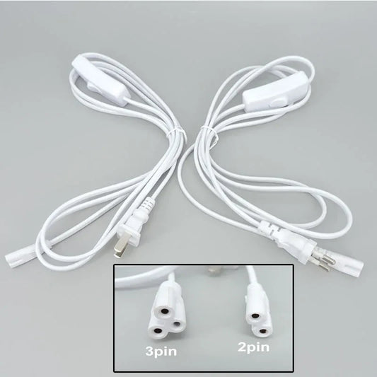 2/3 Pin AC Switch Cable – ON/OFF Power Extension Wire for T5/T8 LED Tube Lighting with EU/US Plug Connector