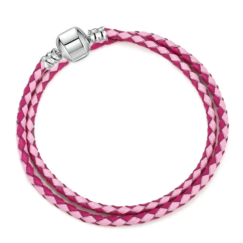 BAOPON 9-Color Leather Charm Bracelet - DIY Chain Jewelry Gift for Women & Girls