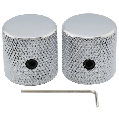 Musiclily Pro Guitar Control Knobs - 1/4 Inch Steel Flat Top Knobs with Set Screws for Electric Guitar & Bass (2PCS)