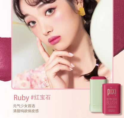 Pixi Makeup Brush & Blush Stick – Cream Rouge Blusher for Cheeks & Face, High-Color Waterproof Foundation Brush