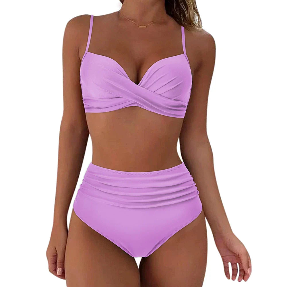 Vintage High Waist Bikini Set 2025 – Women’s Push-Up Printed Swimwear Summer Beach Bathing Suit