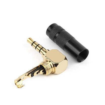 3.5mm 90° Right Angle Audio Adapter Plug – Gold Soldered Earphone Connector, 1/8" 3/4 Pole Headphone Jack