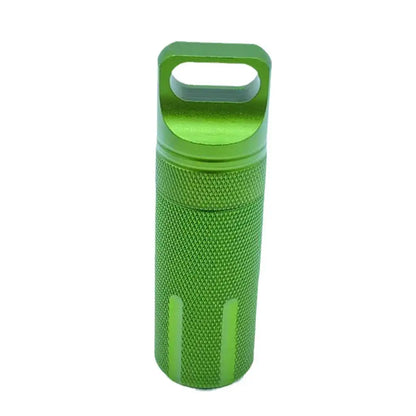 Aluminum Alloy Airtight Pill Container — Portable Waterproof EDC Single-Chamber Capsule Holder & Medicine Case