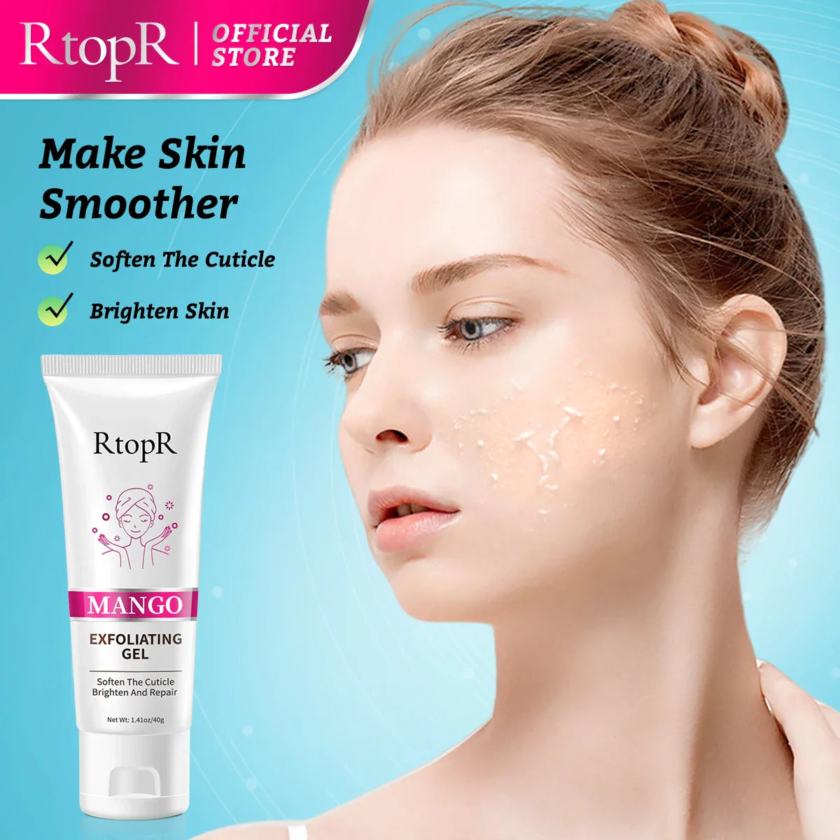Facial Exfoliating Gel – Whitening, Moisturizing & Repairing Face Scrub Cleanser for Acne and Blackhead Removal Skincare