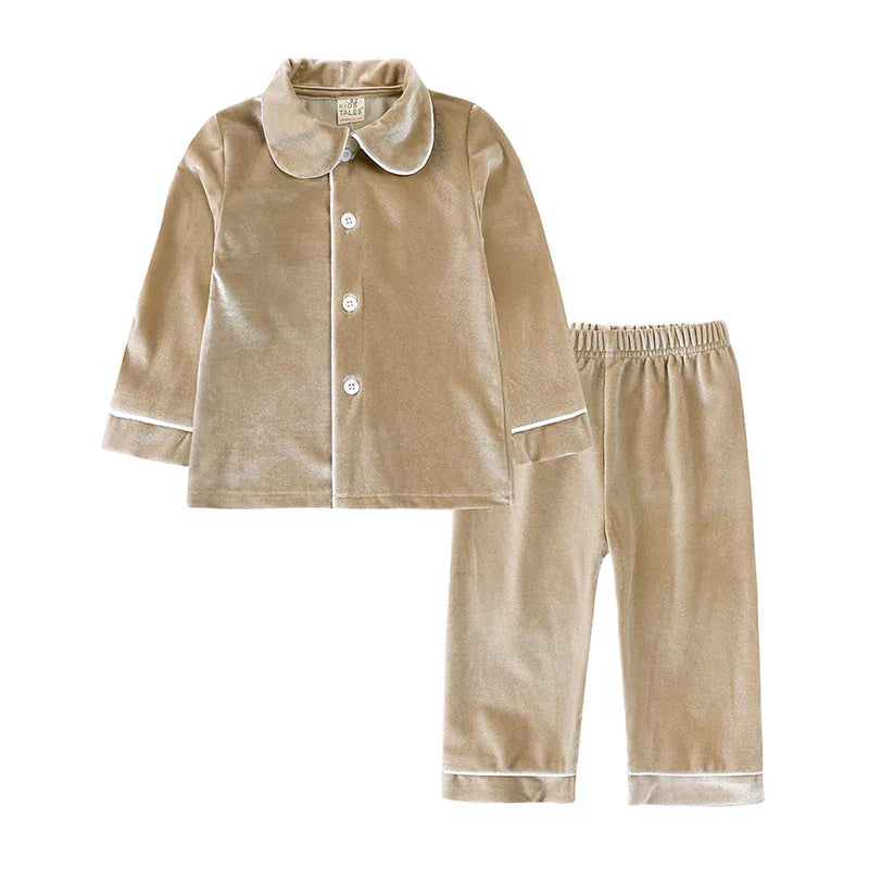2025 Kids Christmas Pajama Set – Velvet Long Sleeve Sleepwear with Pants