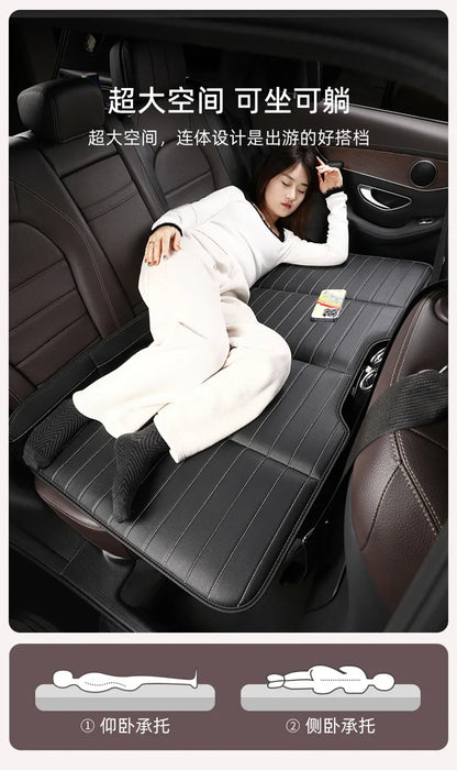 Foldable Car Travel Bed for Rear Seat – Wear-Resistant PU Sleeping Pad Mattress for SUV & Sedan Trips