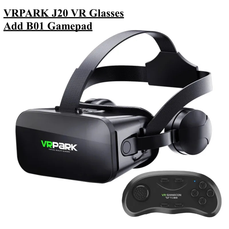 Original J20 4K VR Headset - 3D Virtual Reality Glasses Box with Stereo & Rocker for iOS/Android Phones up to 6.7"