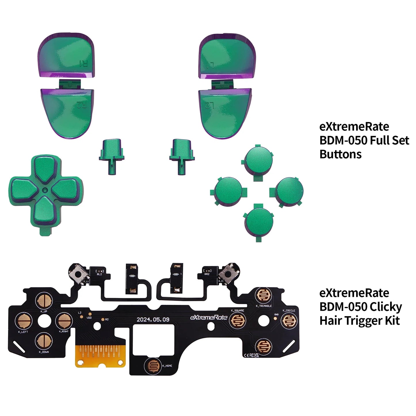 eXtremeRate Whole Clicky Kit V2 for PS5 – Shoulder, Face, D-Pad Buttons & Micro Switch Hair Trigger Upgrade