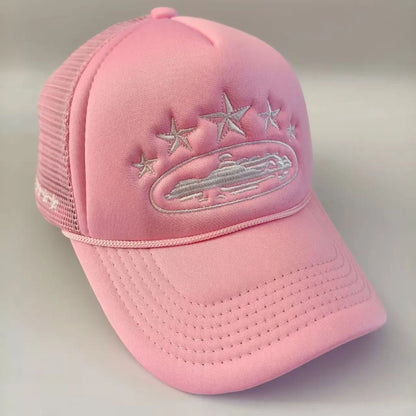 Star Embroidered Baseball Cap - Unisex Mesh Sports Hat for Outdoor Events