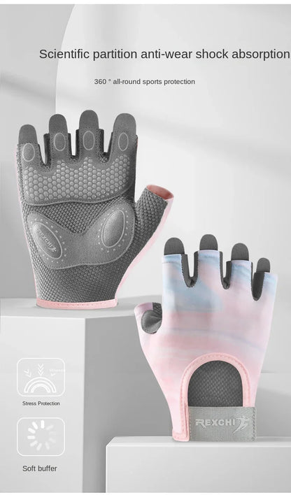 Women's Half Finger Sports Gloves – Anti-Slip, Shock-Absorbing, Breathable Fitness and Outdoor Gloves