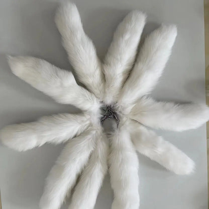 Real Fox Fur Tail Keychain – Large Natural Fur Pendant for Cosplay, Bags, Cars, and Women