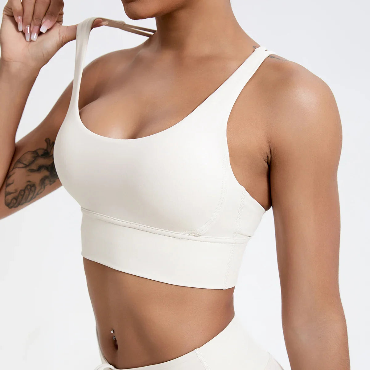 Push-Up Sports Bra for Women – Cross Back Yoga Crop Top, Shockproof Gym Fitness Bra for Running & Workout