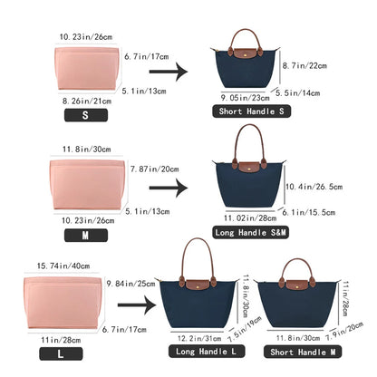 Makeup Organizer Felt Insert Bag: Portable Travel Inner Purse for Women's Handbag - Fits Various Brand Cosmetic Bags