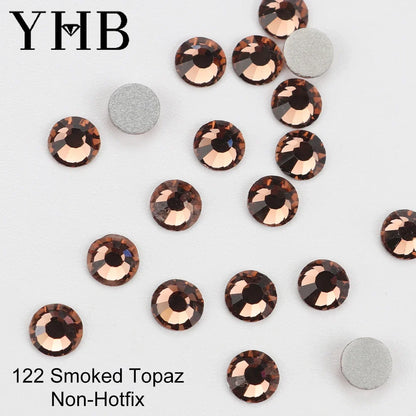 YHB Cold Fix Crystal Flatback Rhinestones - Silver Back Non Hotfix DIY Gems for Nail Art, Bags, Shoes, Garments & Phone Decoration