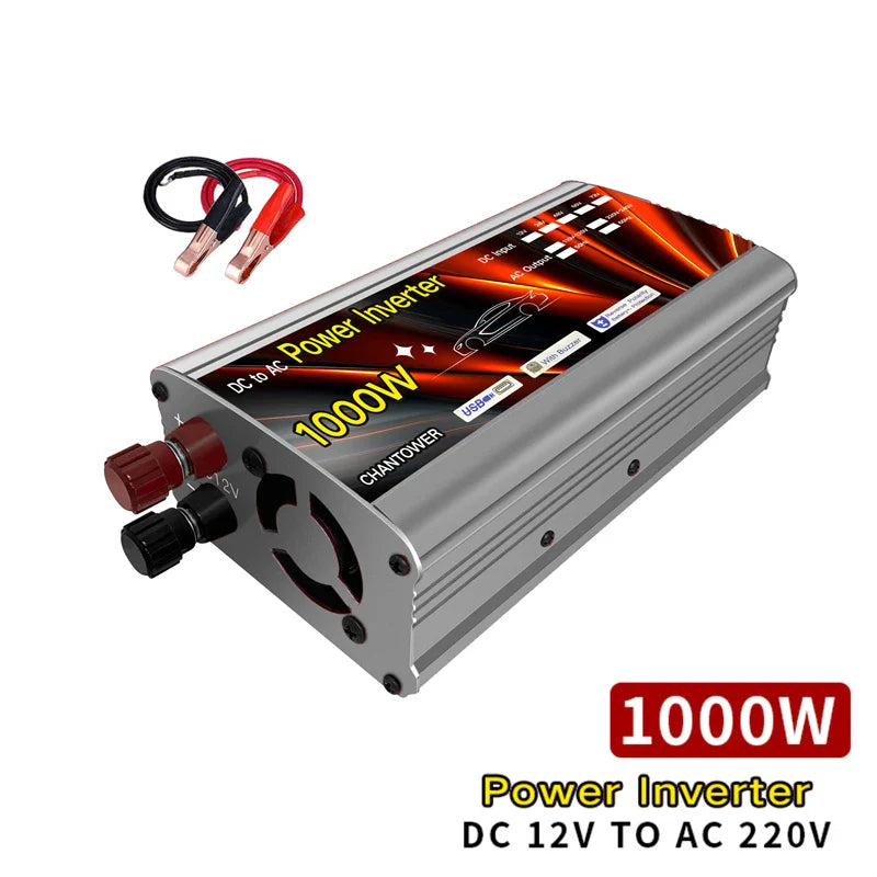 12V to 220V Solar Inverter — 500W/1000W/1500W/2000W Portable Voltage Converter & Car Power Charger
