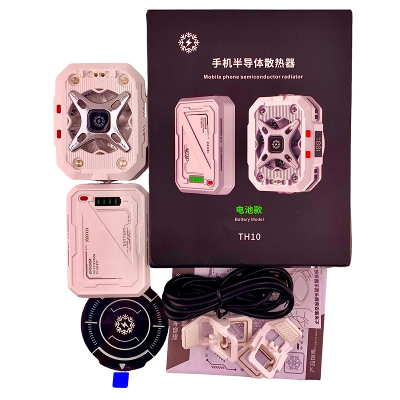 TH10 Semiconductor Phone Cooler – 4800mAh Ice Cooling Radiator with Magnetic & Clip-On Design, Adjustable Gaming Phone Heat Dissipation Fan