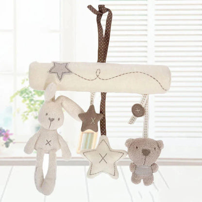 2025 Hanging Plush Toy – Rabbit Baby Hand Bell Safety Seat Toy, Multifunctional Stroller Mobile Gift