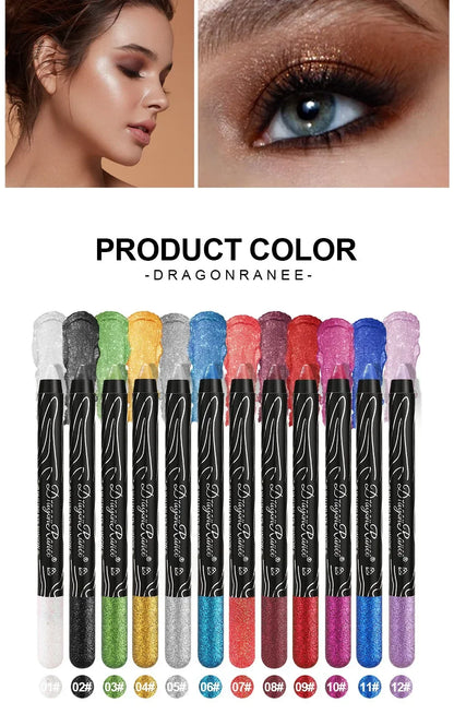 Shiny Pearlescent Highlighter Eyeshadow Pencil – Waterproof Glitter Eyeliner Gel Pen for Long-Lasting Makeup