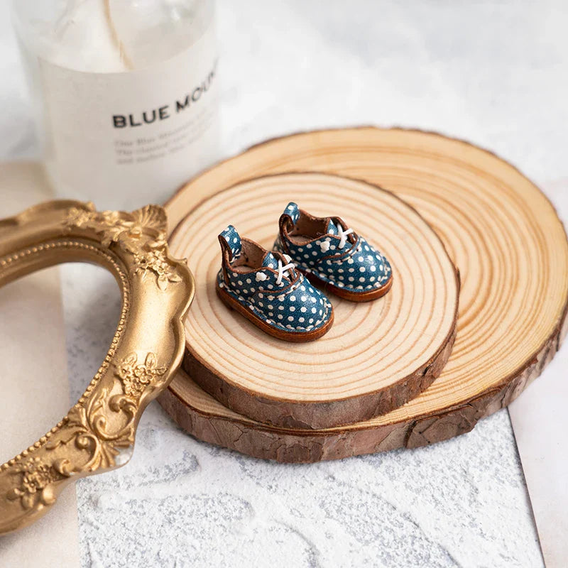 Blythe Baby Mini Cowhide Shoes – Handmade OB22 OB24 UFDOLL Checker Doll Accessories