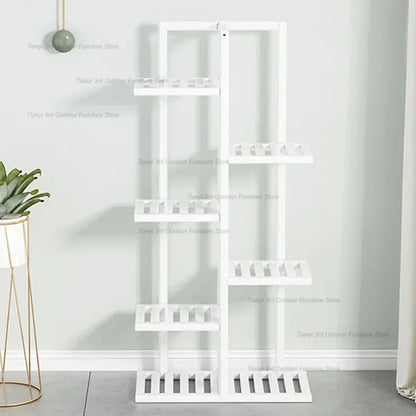 Nordic Wooden Plant Shelves - Indoor Flower Shelf for Living Room, Balcony, Garden Furniture, FYPS